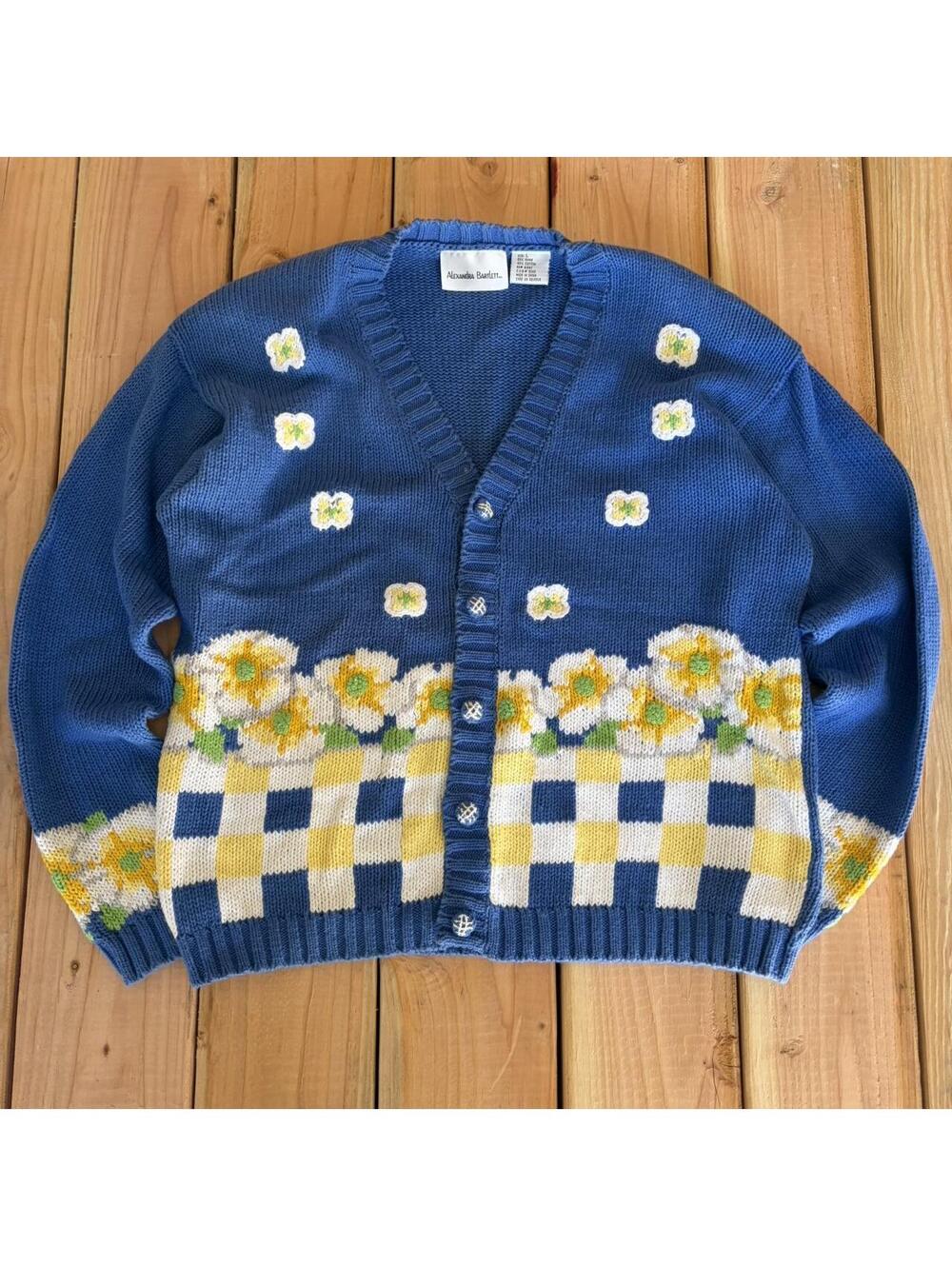 floral cardigan Alexandra Bartlett has shoulder pads